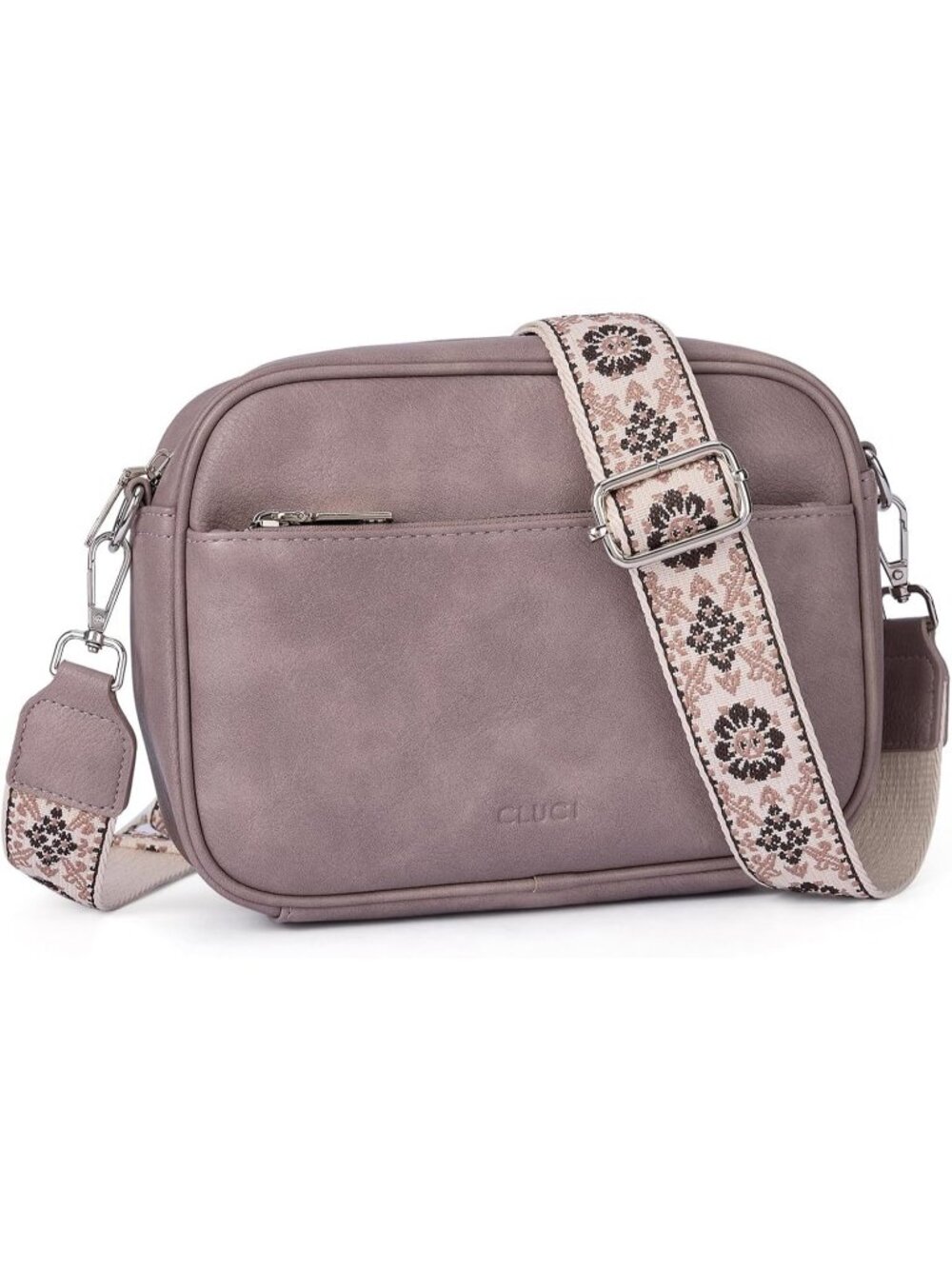 Women's Purple Vegan Leather Small Crossbody Bag Purses with Adjustable Strap